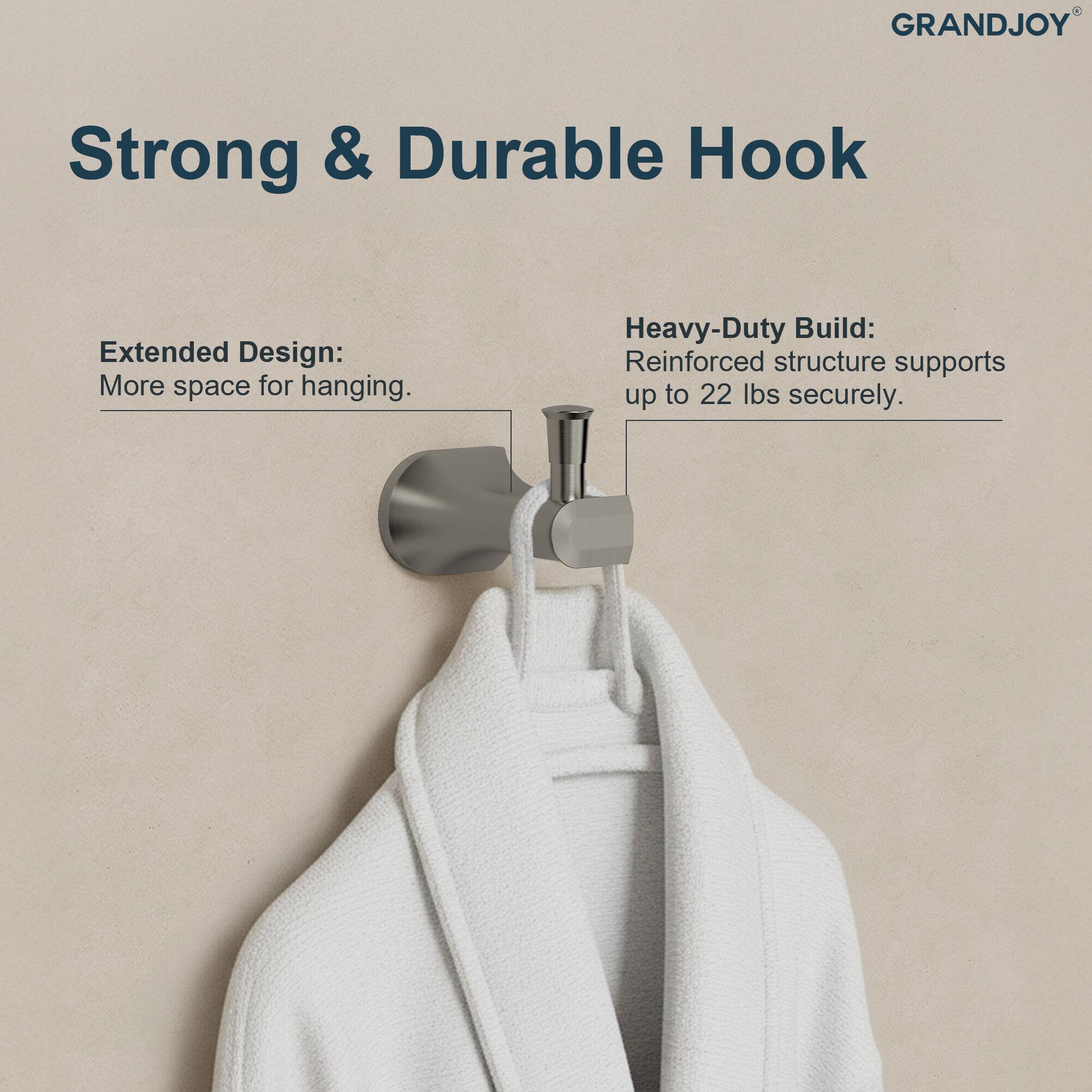 GRANDJOY

Strong & Durable Hook

Extended Design:  
More space for hanging.

Heavy-Duty Build:  
Reinforced structure supports up to 22 lbs securely.