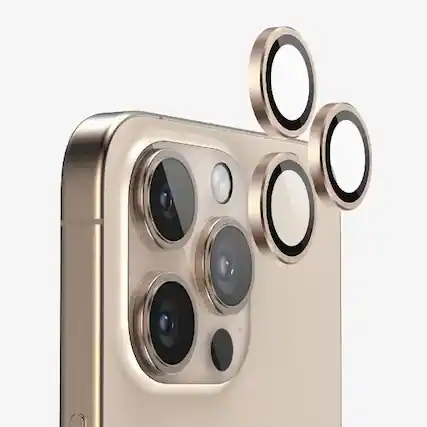 Front. Entronix - Premium Entronix Camera Lens Protector for iPhone 16 Pro and 16 Pro Max - Luxury Metal Design - Rose.