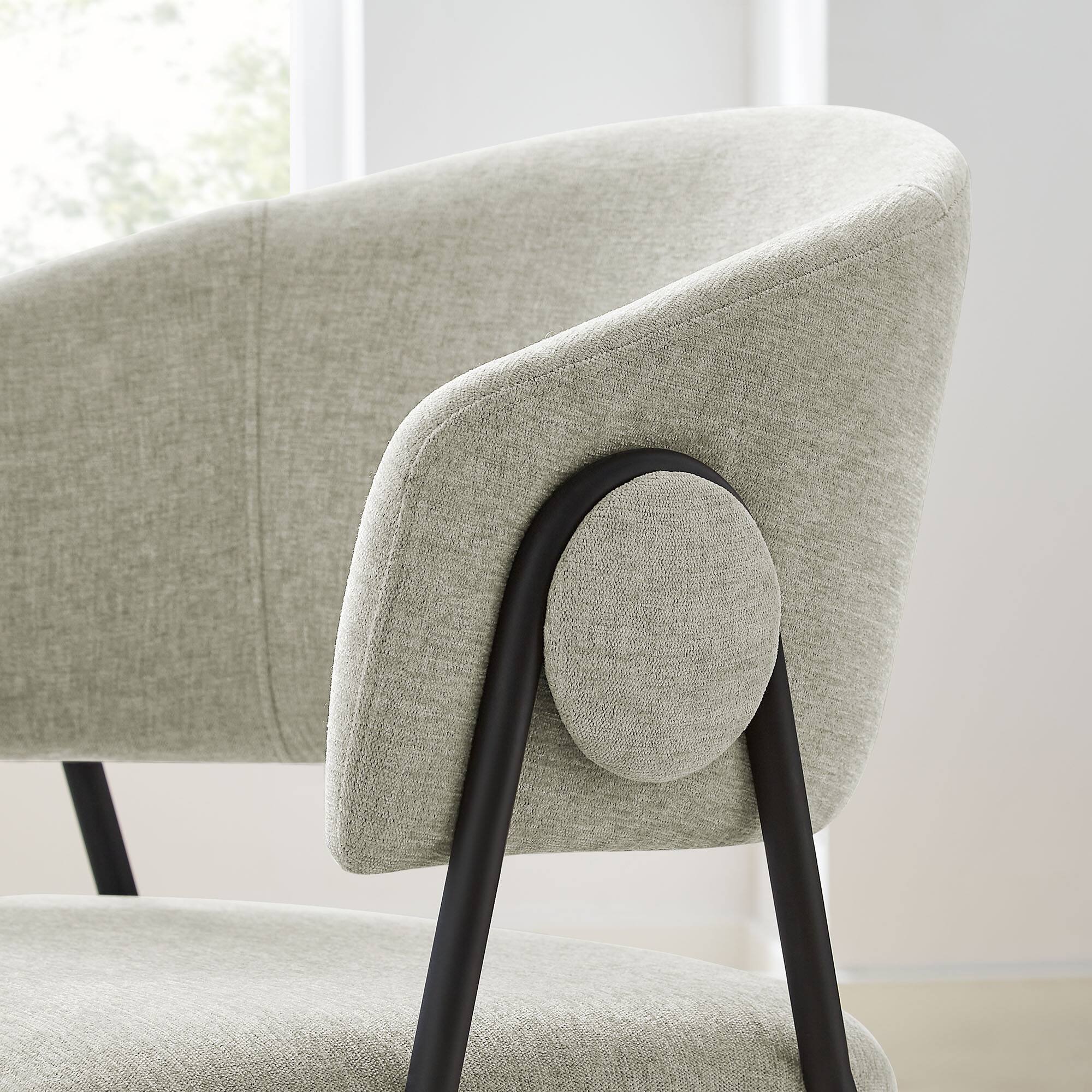 Alt View 6. Modway - Nella Upholstered Heathered Chenille Dining Chairs Set of 2 by Modway - Black.