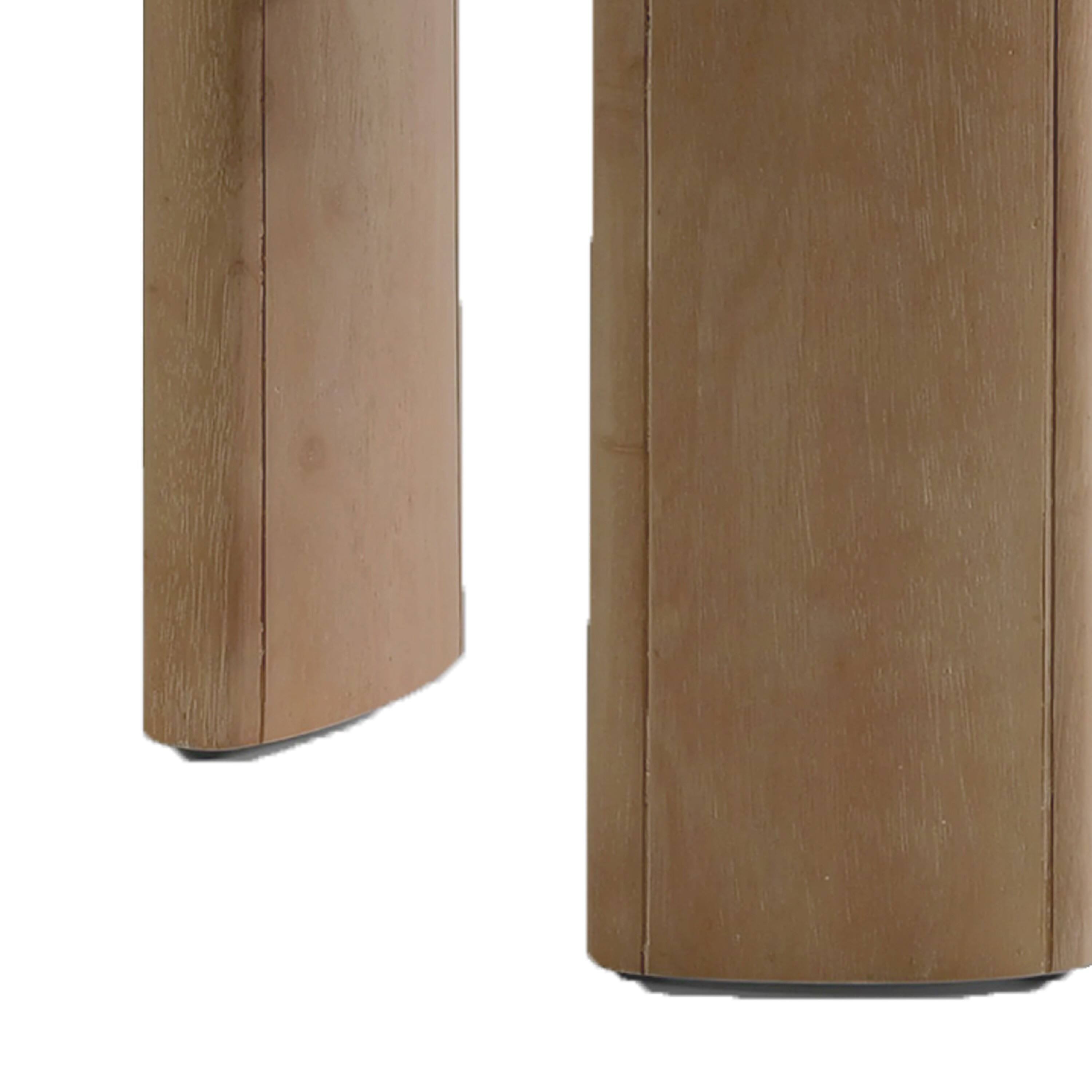 Alt View 3. Manhattan Lane - Timore End Table, Round 20 Inch Oak Brown Wood Top, Plinth Base - Natural Oak Brown.