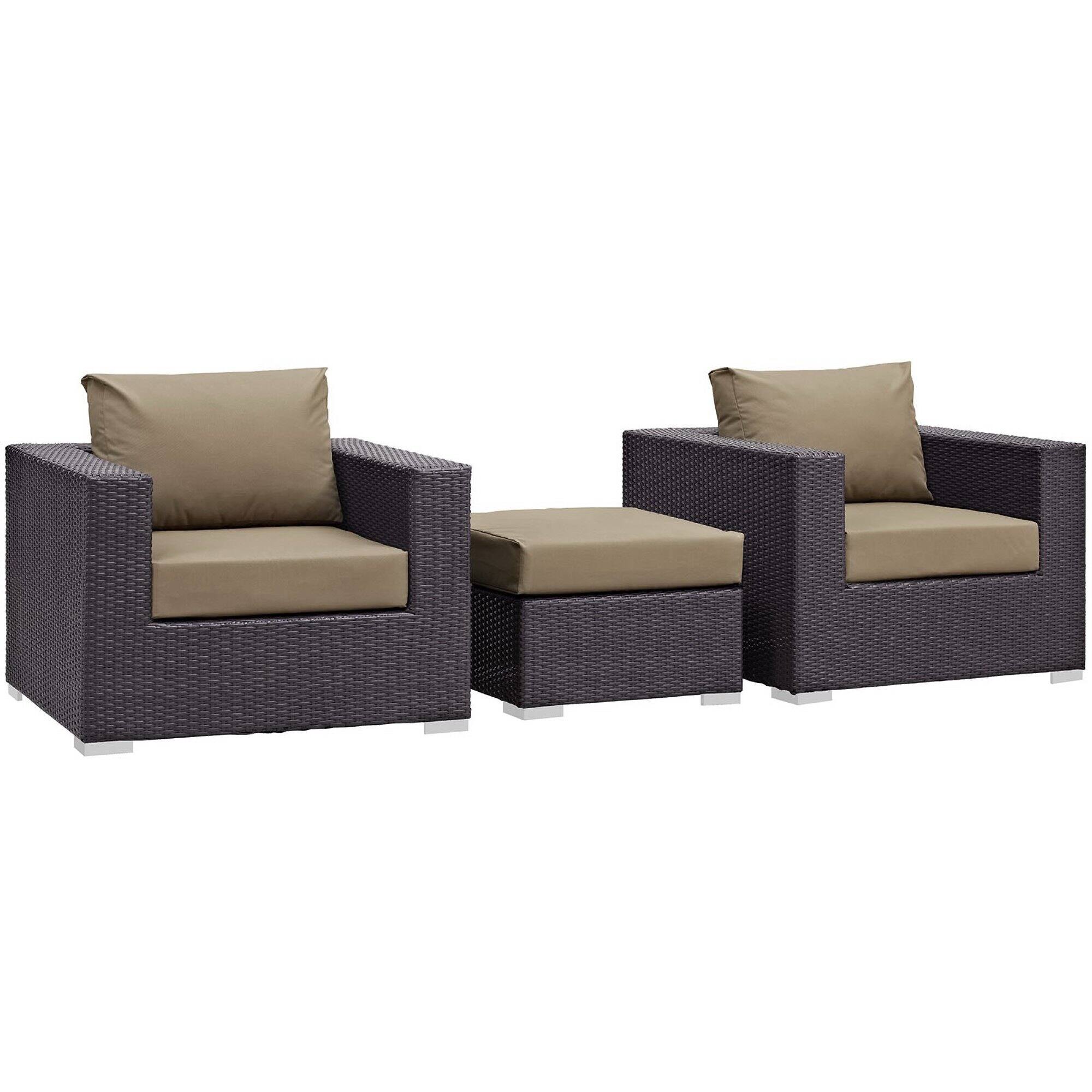 Front. Modway - Convene 3 Piece Outdoor Patio Sofa Set - Espresso Mocha.