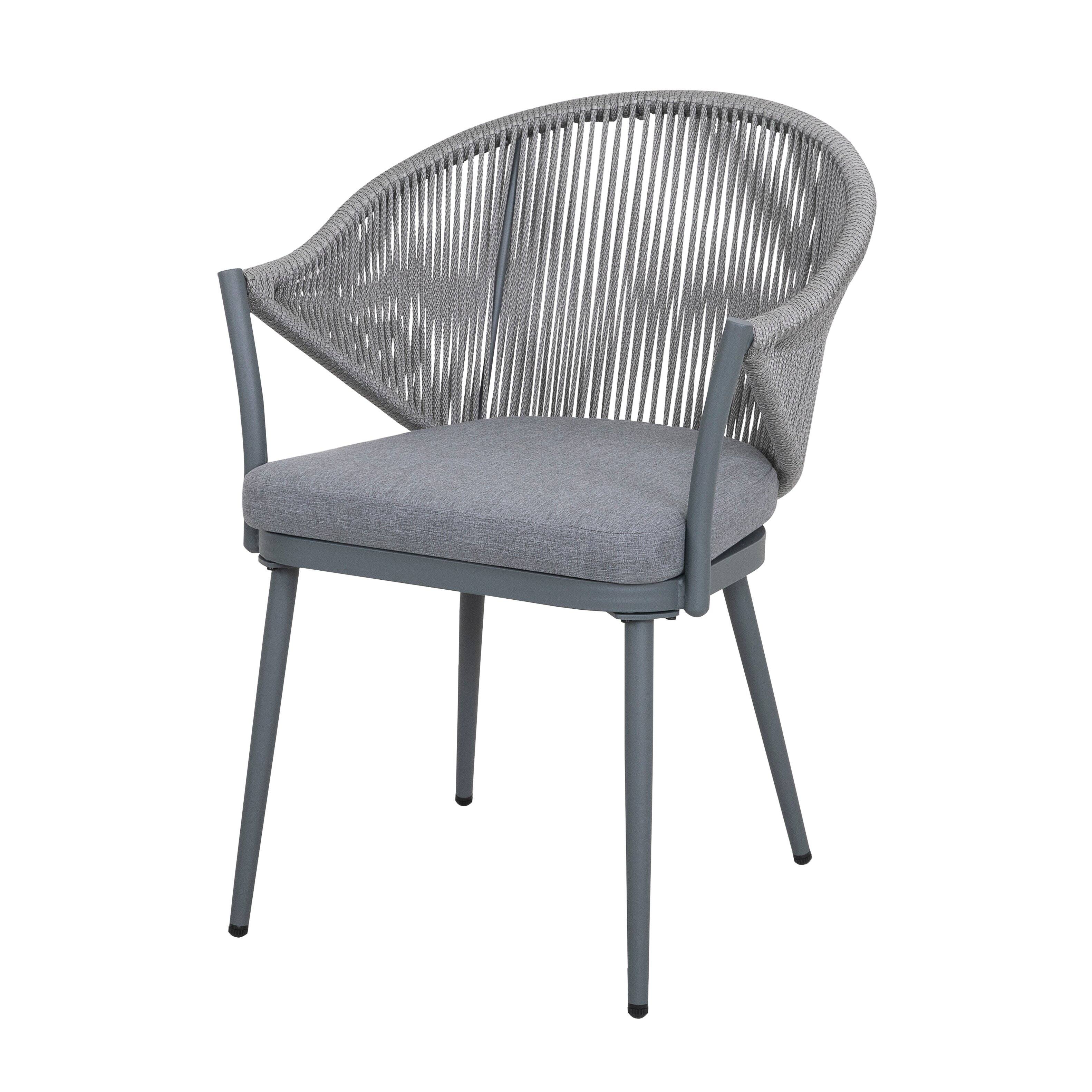 Alt View 8. Nuu Garden - Outdoor Aluminum Chair Set of 4 Woven Rope Conversation Chairs with Seat Cushions - dark gray.