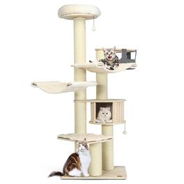 Gymax - 77.5'' Cat Tree Condo Multi-Level Kitten Activity Tower w/ Sisal Posts