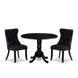 East West Furniture - 3 Piece Dining Set - Black