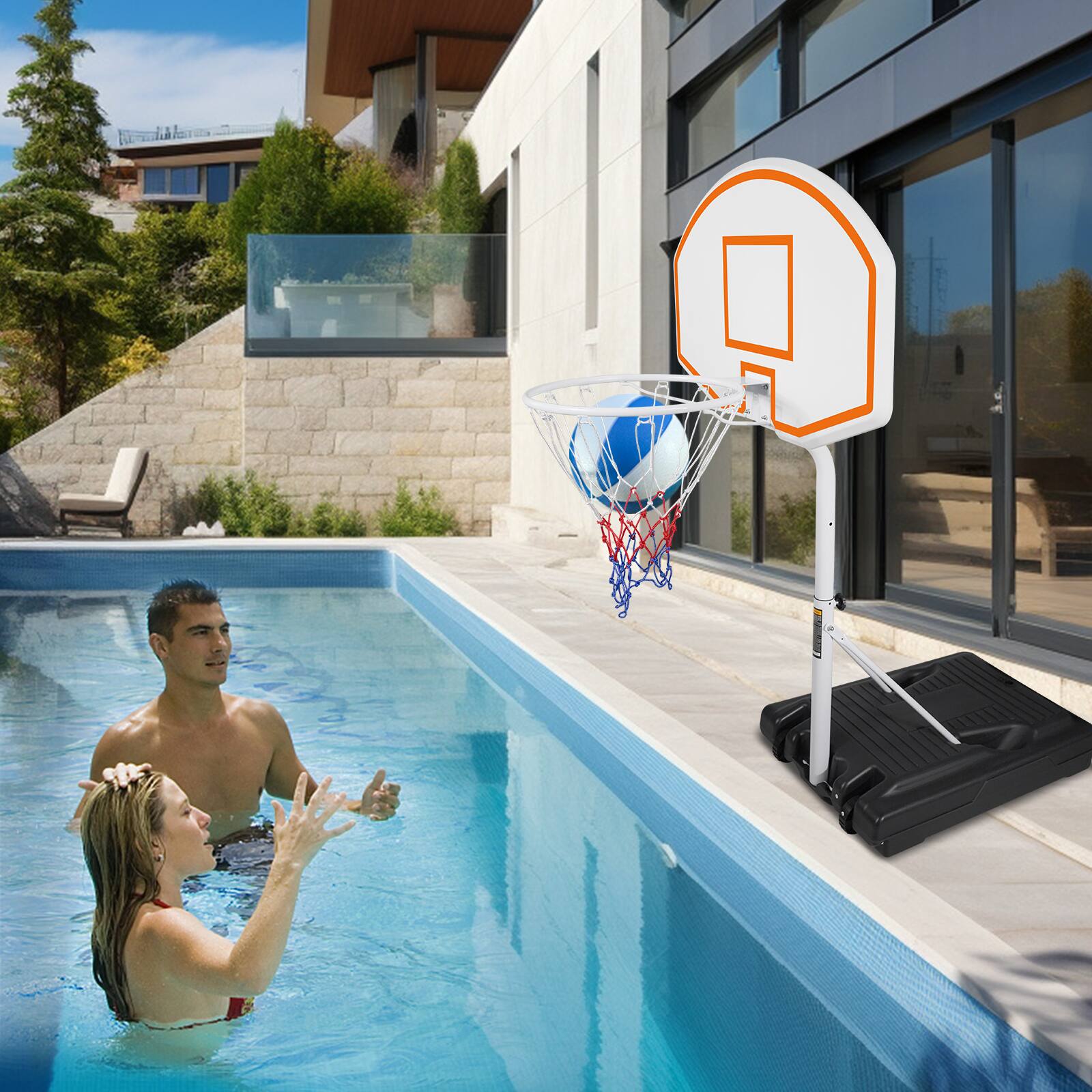 Alt View 3. APRILSOUL - Poolside Basketball Hoop 35ft 36 Backboard Orange Indoor Outdoor - Orange.