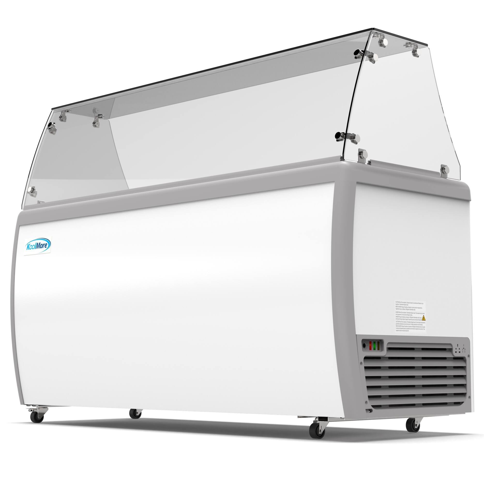 Alt View 3. Koolmore - 70 in. 12 Tub Ice Cream Dipping Cabinet Display Freezer with Sliding Glass Door and Sneeze Guard, 20 cu. ft. - White.
