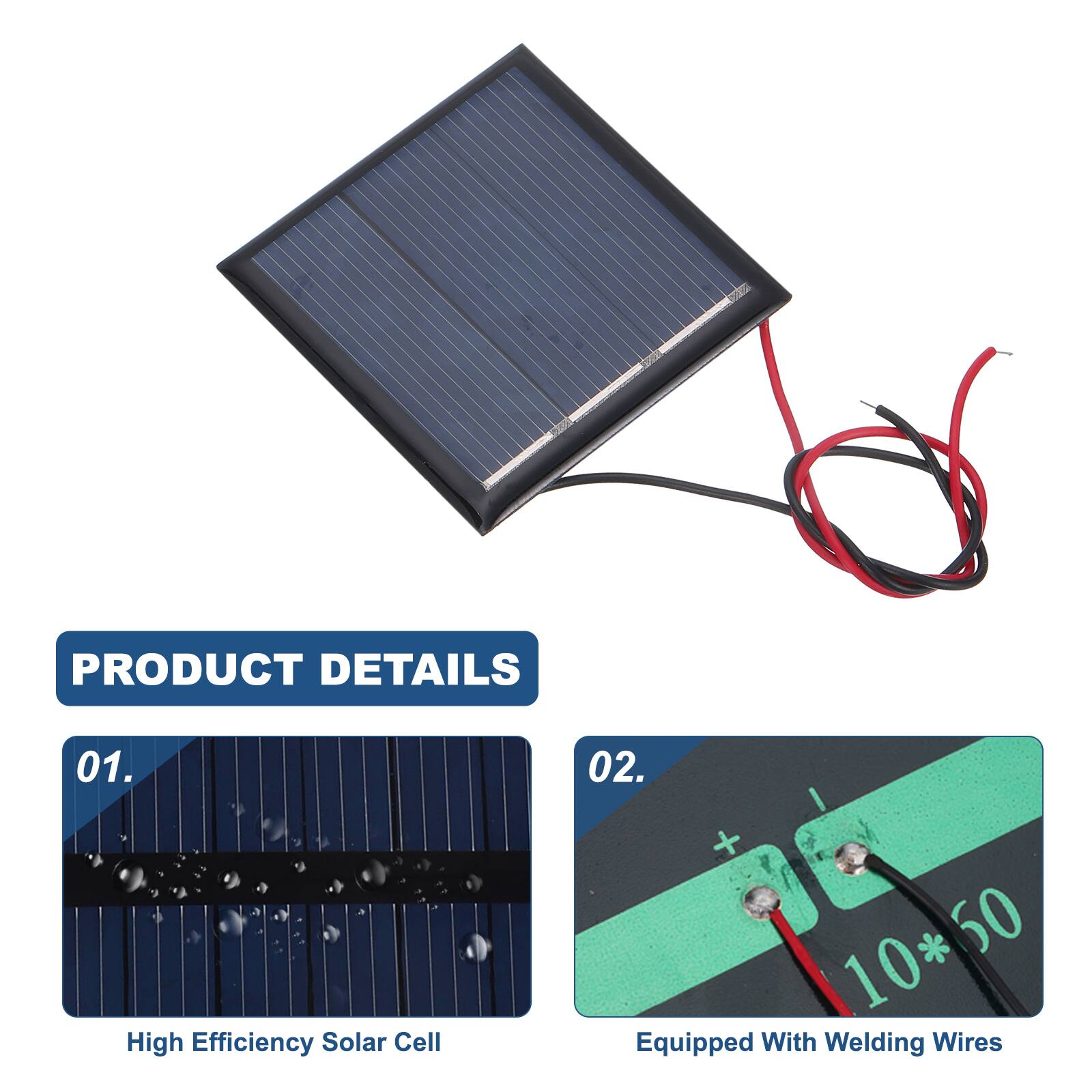 PRODUCT DETAILS

01. High Efficiency Solar Cell

02. I + 10*50 * 60 Equipped With Welding Wires