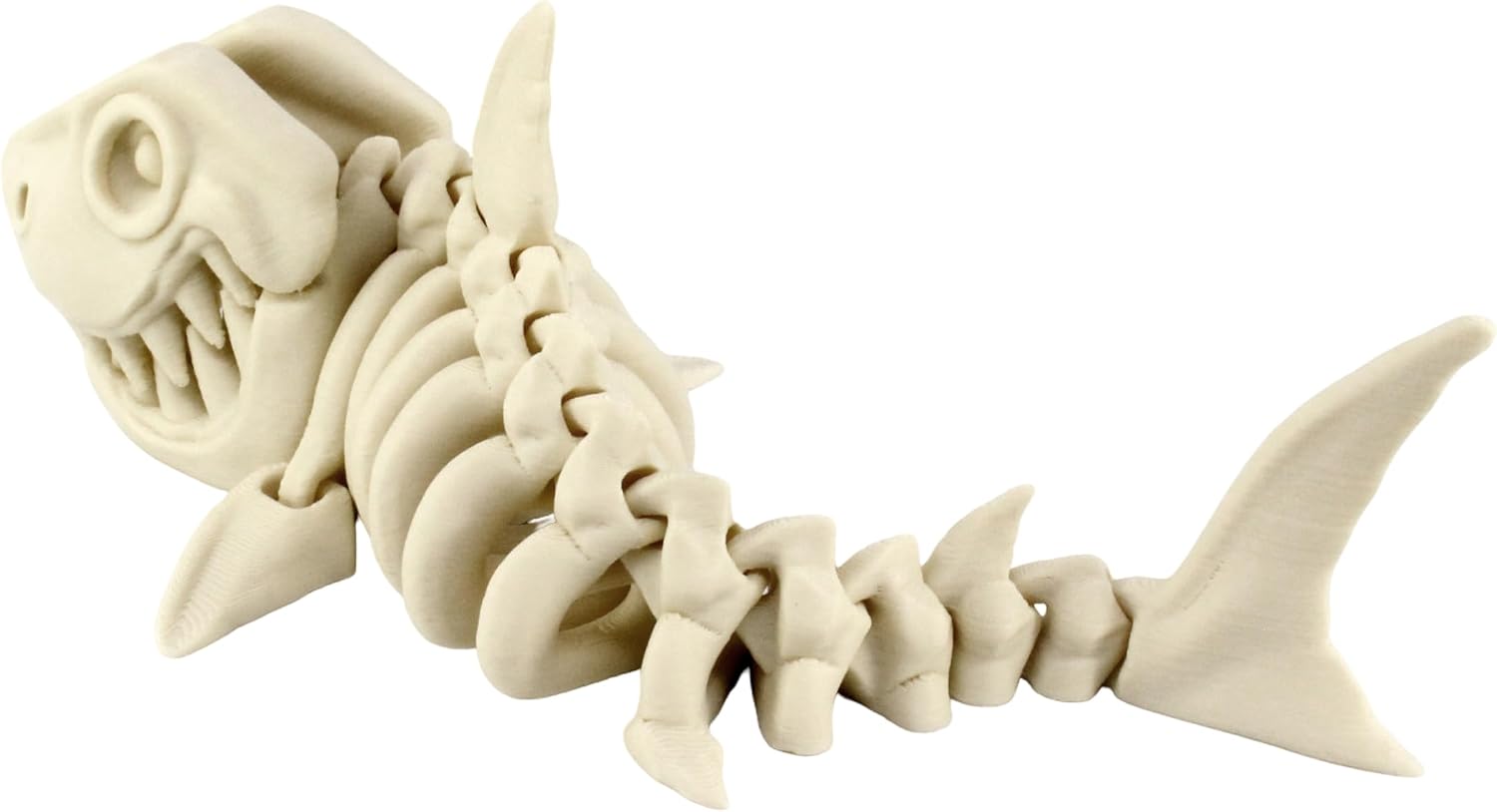 Alt View 2. JuzToys - 3D Printed Skeleton Megalodon, Prehistoric Collectible Articulating Dinosaur Figurine Desk Decoration White by PowerTRC - White.