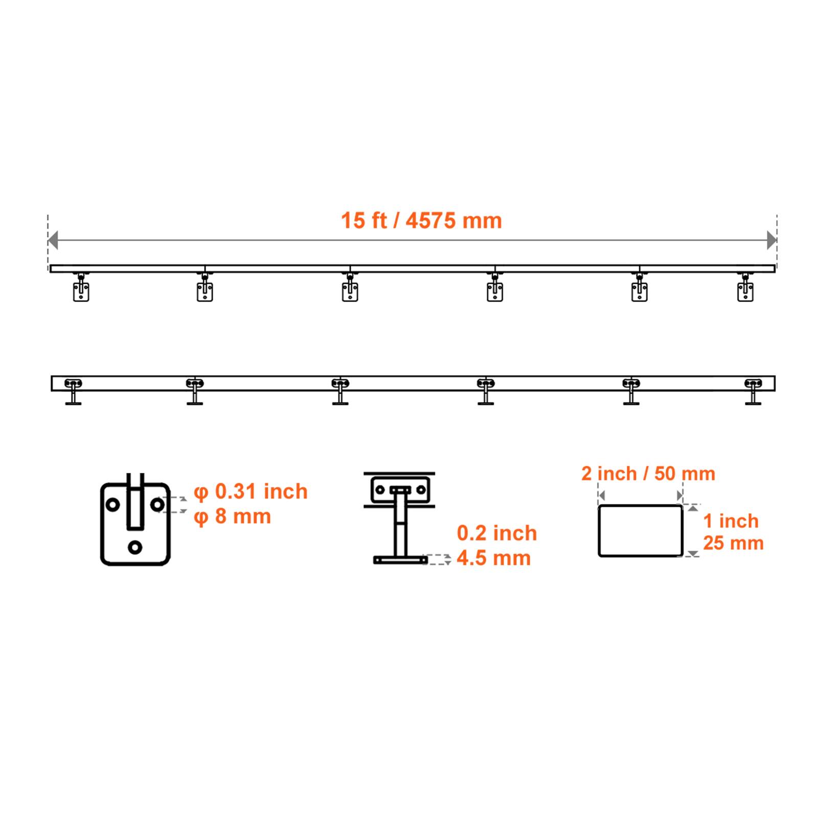 15 ft / 4575 mm

Φ 0.31 inch / 8 mm

0.2 inch / 4.5 mm

2 inch / 50 mm

1 inch / 25 mm