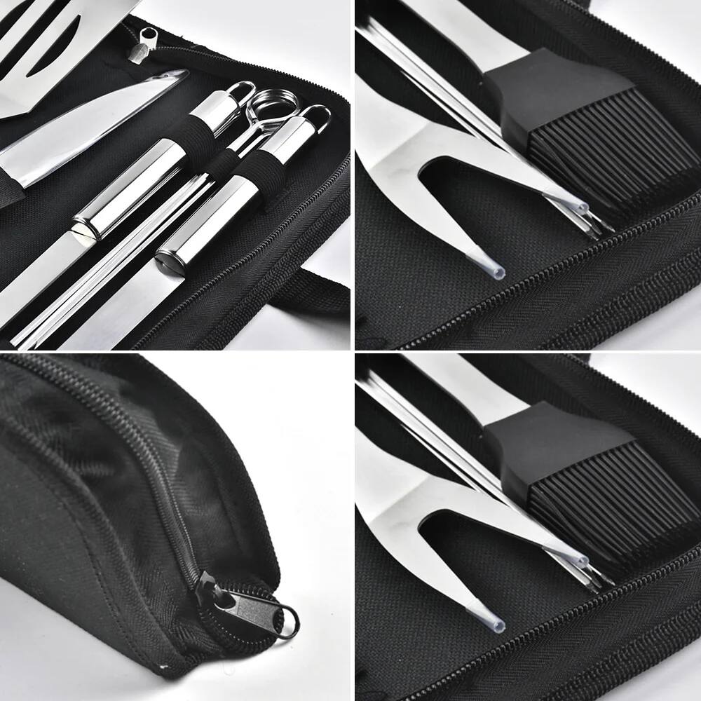 Alt View 3. COWIN - BBQ Grill Tools Set Stainless Steel with Case 9 Pcs - silver.