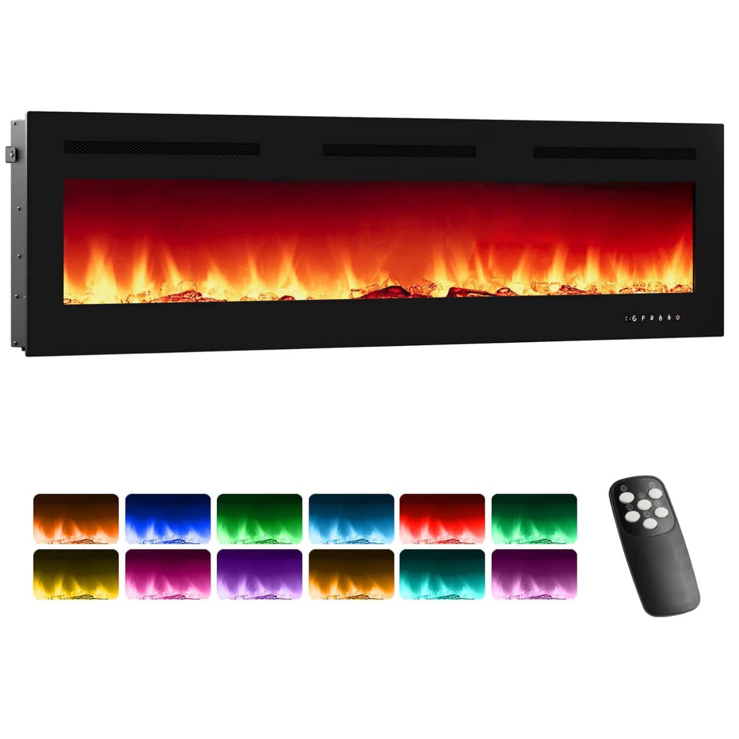GARVEE - 72in Recessed Wall Mounted Electric Fireplace WiFi-Enabled  Timer Remote Control  750W/1500W  for Bedroom Living Room