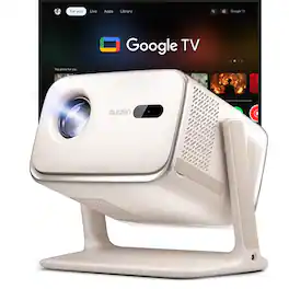 Aurzen - Smart Projector, 20W Visible Speakers with DoIby, Built-in Google TV, TOF Auto Focus, 500 ANSI Lumens - Off-White