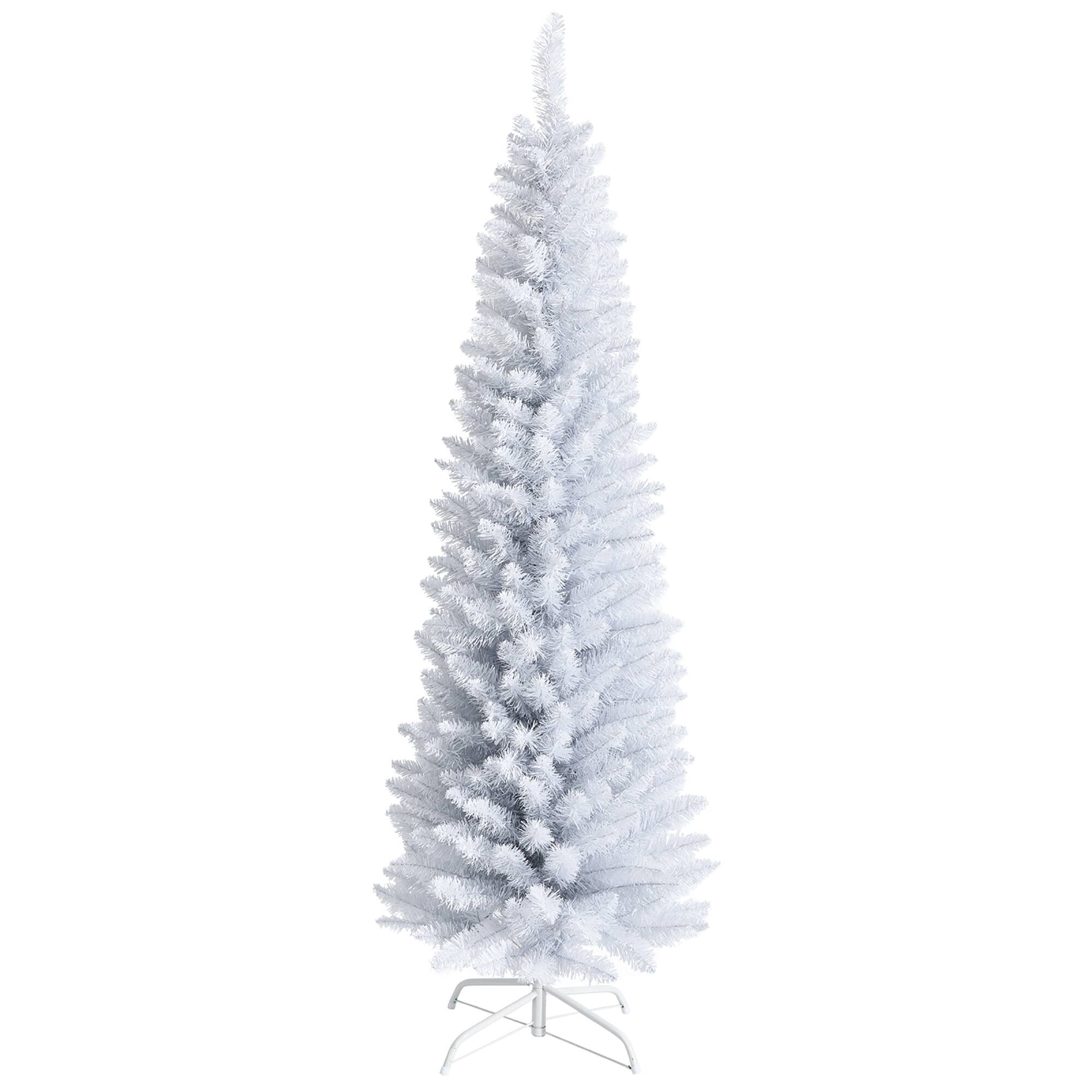 Alt View 20. Costway - 6ft Unlit Artificial Slim Pencil Christmas Tree with Metal Stand - White.