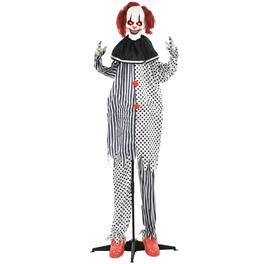 Boyel Living - 6 ft. Halloween Animatronic Circus Clown with Motion Sound Activation Light Up Eyes Talking and Laughter - White