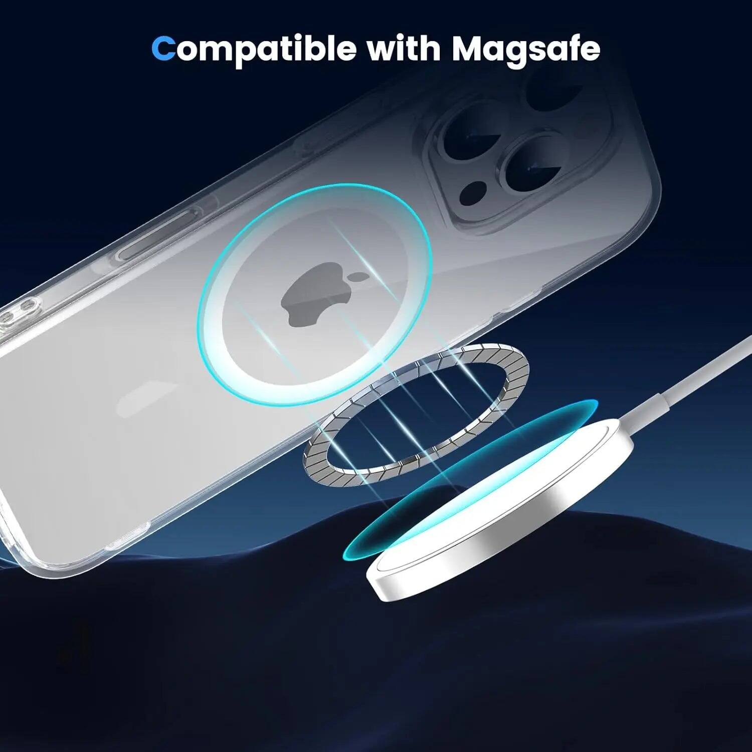Entronix [Magnetic] Case for iPhone 15 Pro [Hard Back] Cover Clear