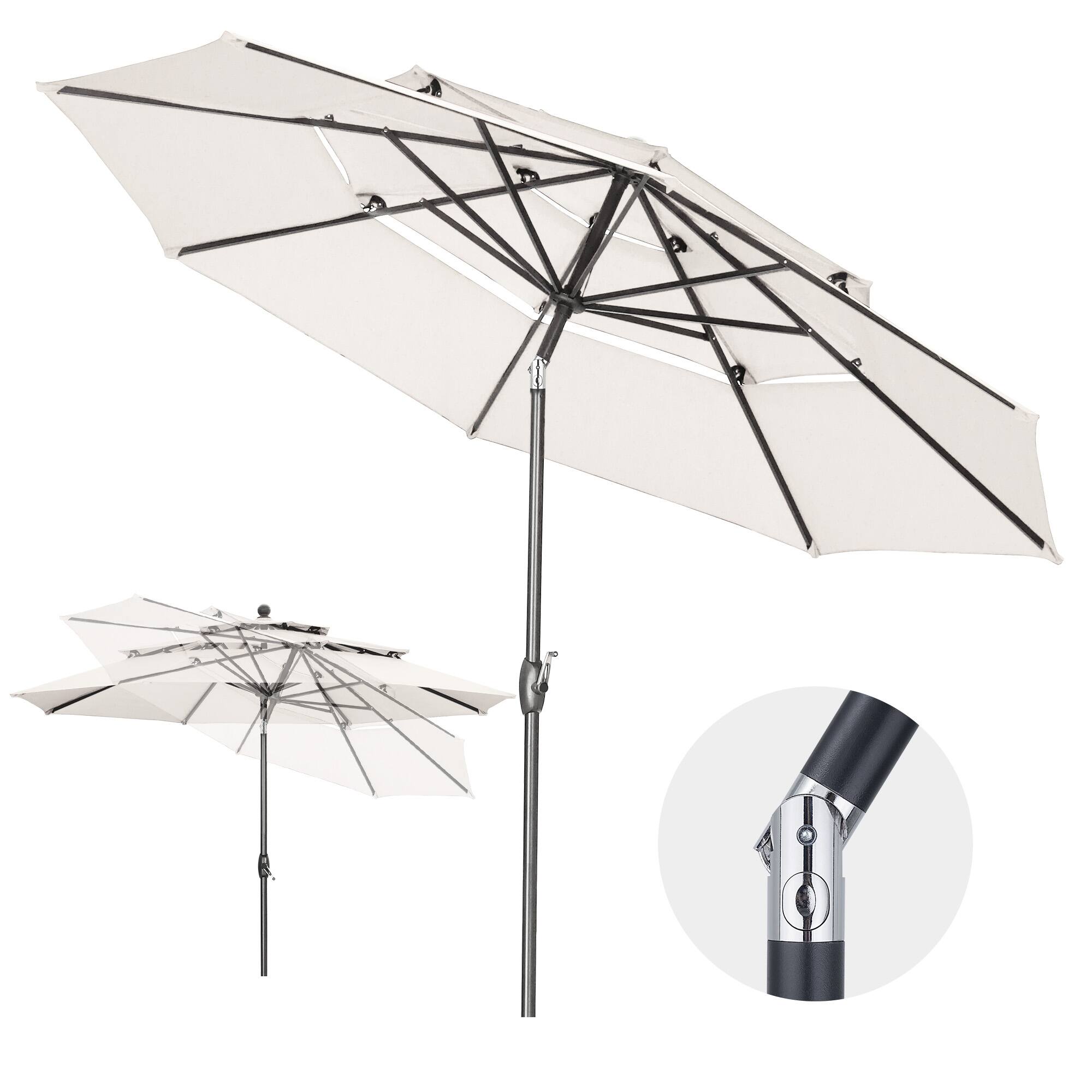 Back. Ainfox - Ainfox 10FT 3 tier vented Patio Umbrella Outdoor Table Umbrella - White.