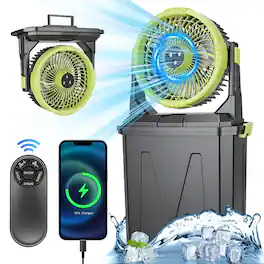 Loheer - 5-in-1 Portable Misting Fan 20000mAh Rechargeable Outdoor Air Cooler with 10L Bucket & Remote for Camping