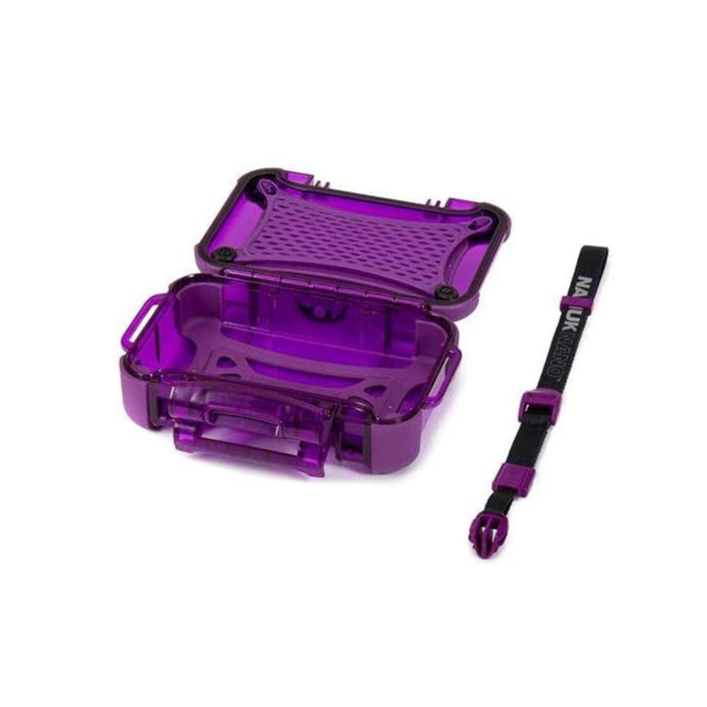 Angle. NANUK - NANUK 320 Nano Series Medium Waterproof Polycarbonate Hard Case (Purple).