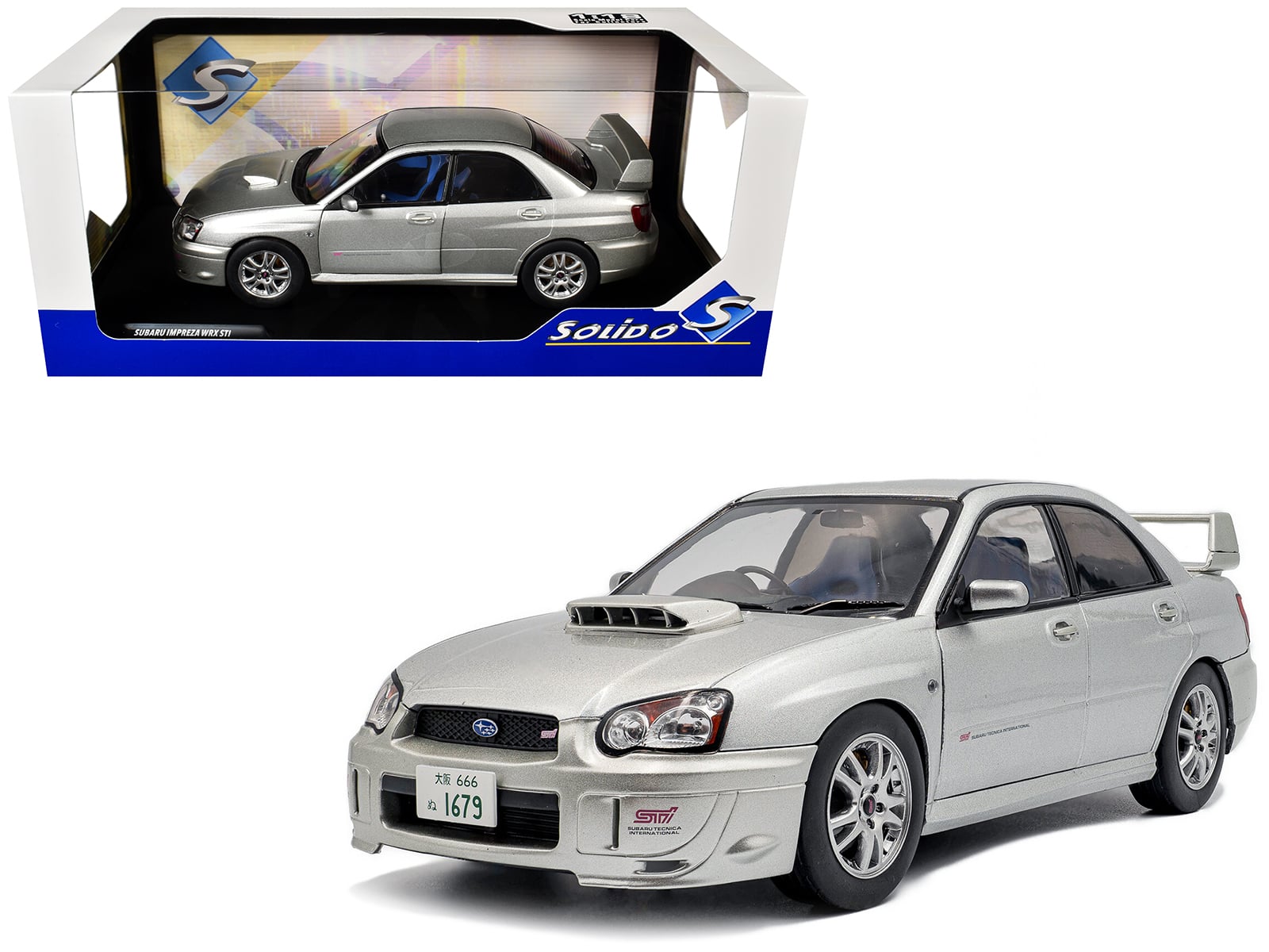 2004 Subaru Impreza WRX STI RHD (Right Hand Drive) Premium Silver Effect 1/18 Diecast Model Car by Solido price history on PriceWatchPro