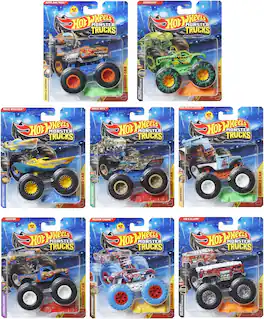 Mattel - Hot Wheels Monster Trucks 1:64 8-Piece F Assortment - COLLECTIBLES - Multicolor
