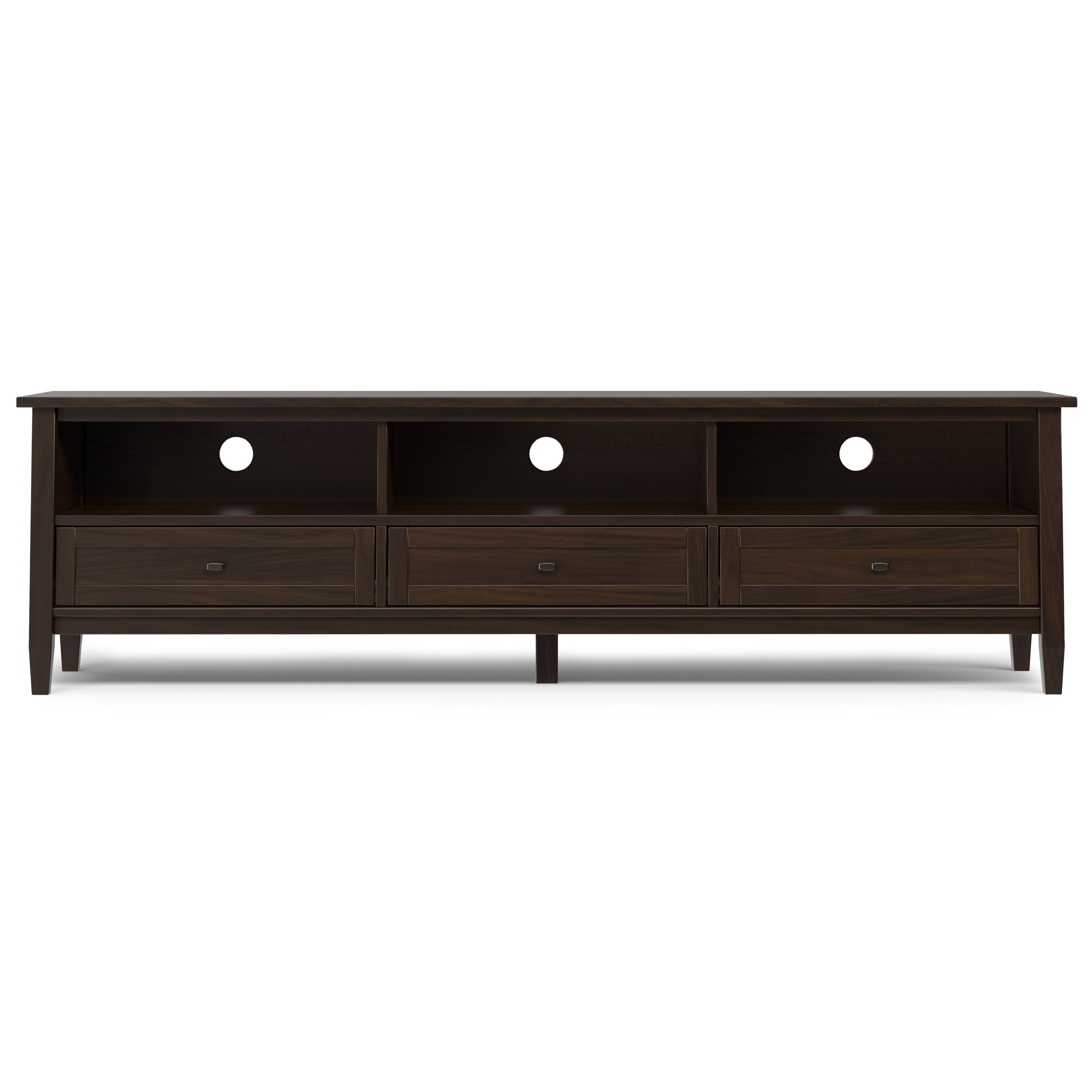 Alt View 2. Simpli Home - Warm Shaker SOLID WOOD 72 inch Low TV Media Stand in Tobacco Brown For TVs up to 80 inches - Tobacco Brown.
