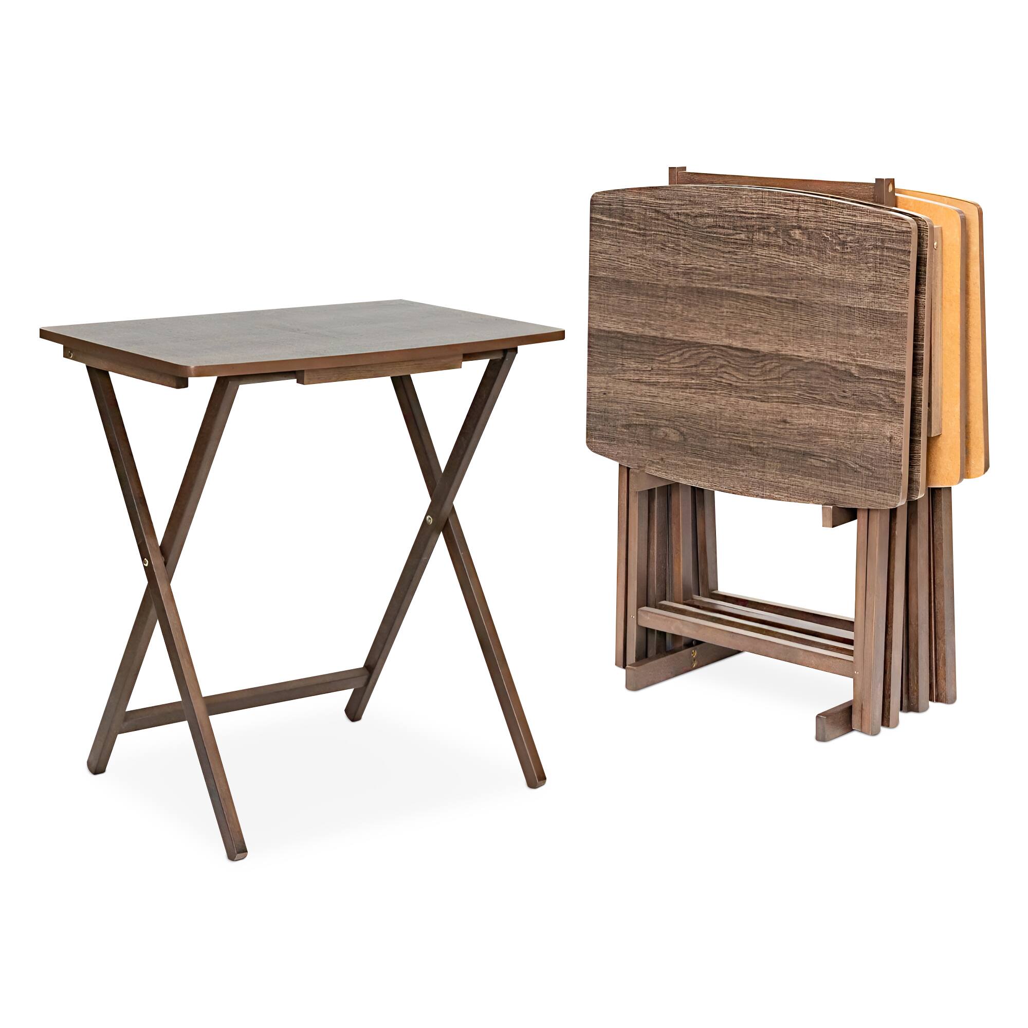 Front. PJ Wood - PJ Wood 5 Pack XL Oversize Tray Table, Living Room or Kitchen, Rustic Espresso - Rustic Espresso.
