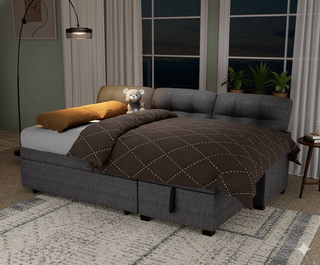 Alt View 6. Tiramisubest - TiramisuBest Convertible Sofa Bed Couches for Living Room, Sleeper Sofa with Pull Out Couch Bed  (Light Grey) - Light Grey.