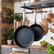 Left. Alva - Alva Maestro Cookware Set 3-Piece Set - Nonstick Ceramic Frying Pan and Saute Pan with Lid - Black.