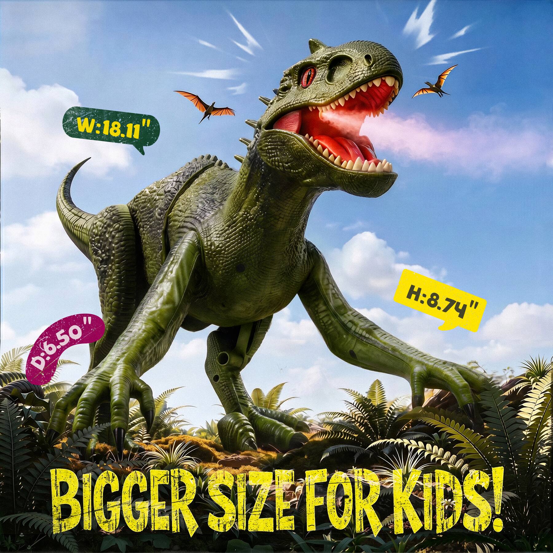 W: 18.11"  
D: 6.50"  
H: 8.7"  
BIGGER SIZE FOR KIDS!