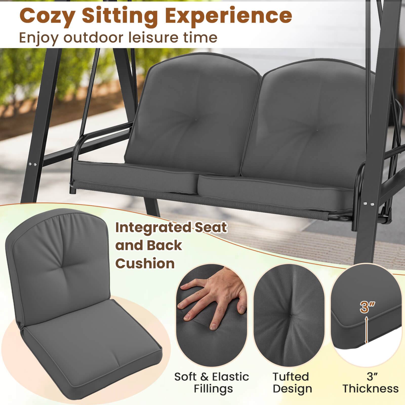 Cozy Sitting Experience
Enjoy outdoor leisure time
Integrated Seat and Back Cushion
Soft & Elastic Fillings
Tufted Design
3" Thickness