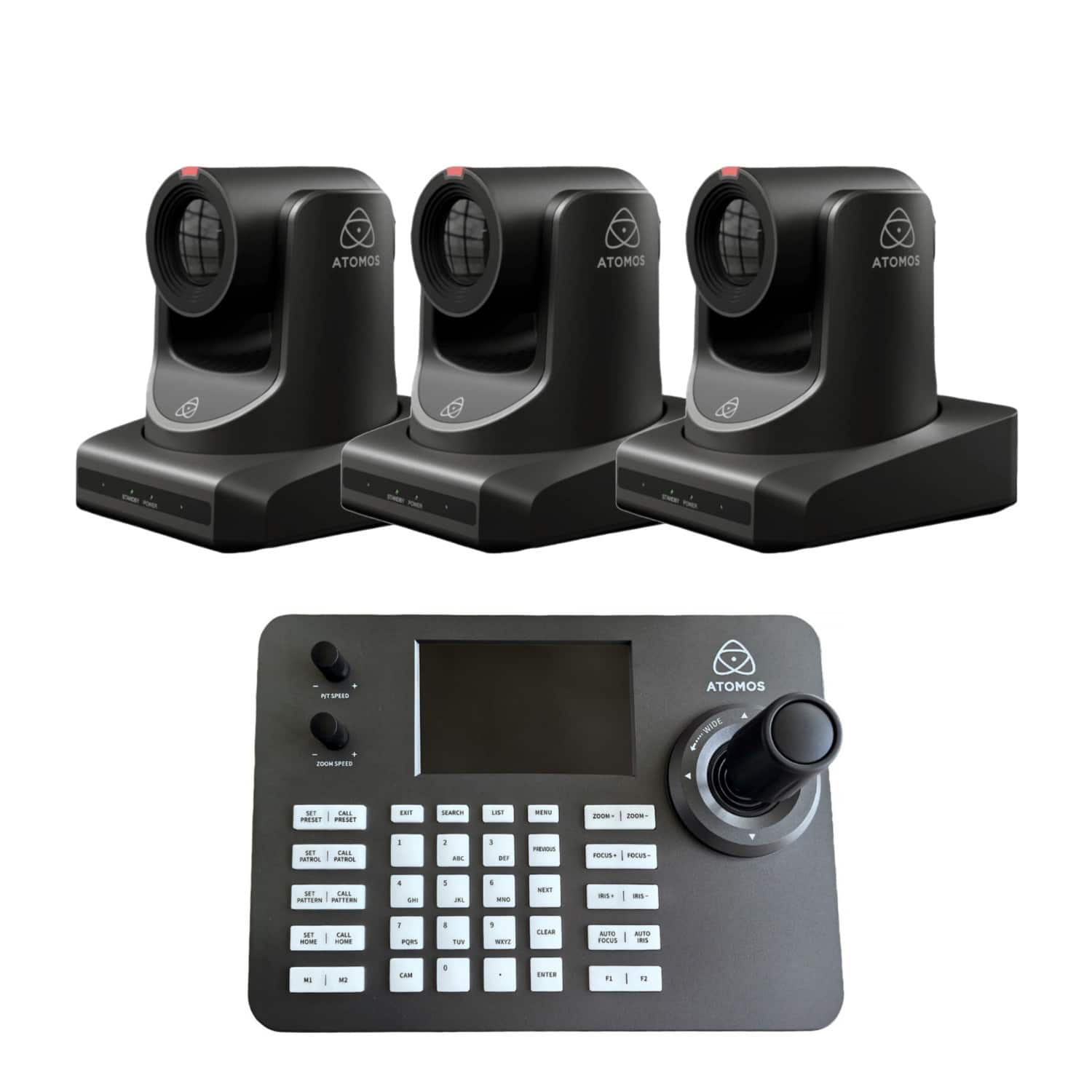 Atomos - A-Eye 4K-20X UHD PTZ Cameras (3-Pack, Black) with PTZ Remote Control