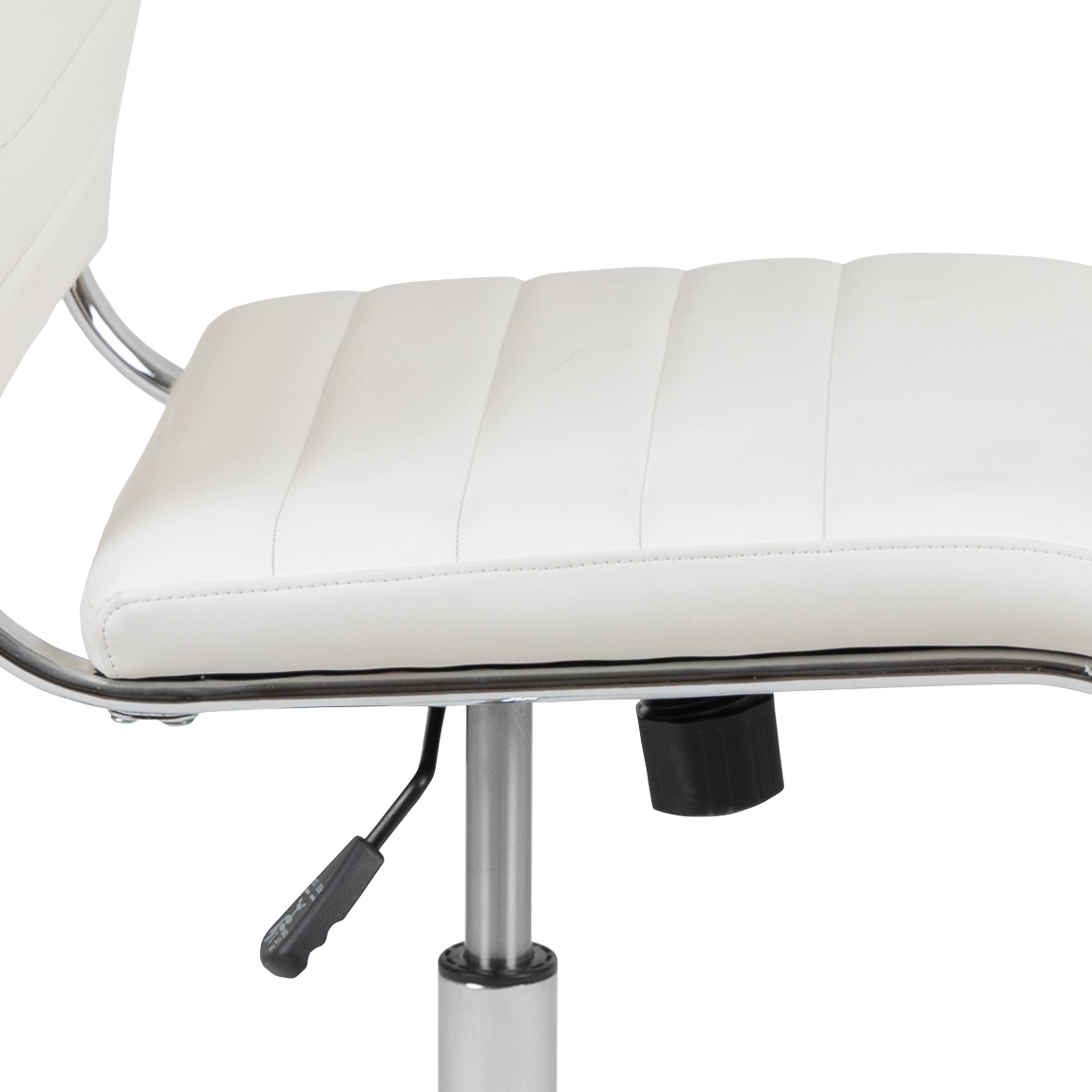 Alt View 10. Emma + Oliver - Mid-Back Armless LeatherSoft Ribbed Executive Swivel Office Chair - White.