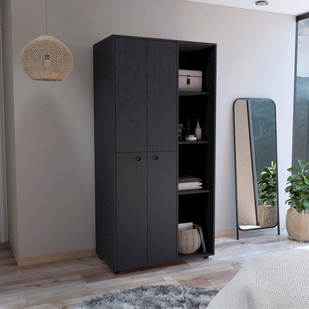 Alt View 2. TuHome - Misuri Wardrobe Armoire Black MDF - Black.