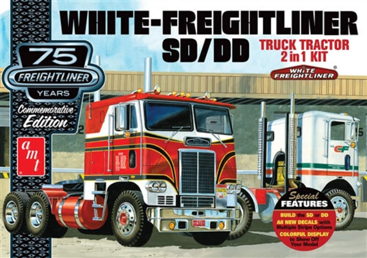 PopMarket - AMT White Freightliner 2-in-1 SC/DD Cabover Tractor (75th Anniversary) 1/25 Scale Model Kit - COLLECTIBLES - Multicolor price history on PriceWatchPro