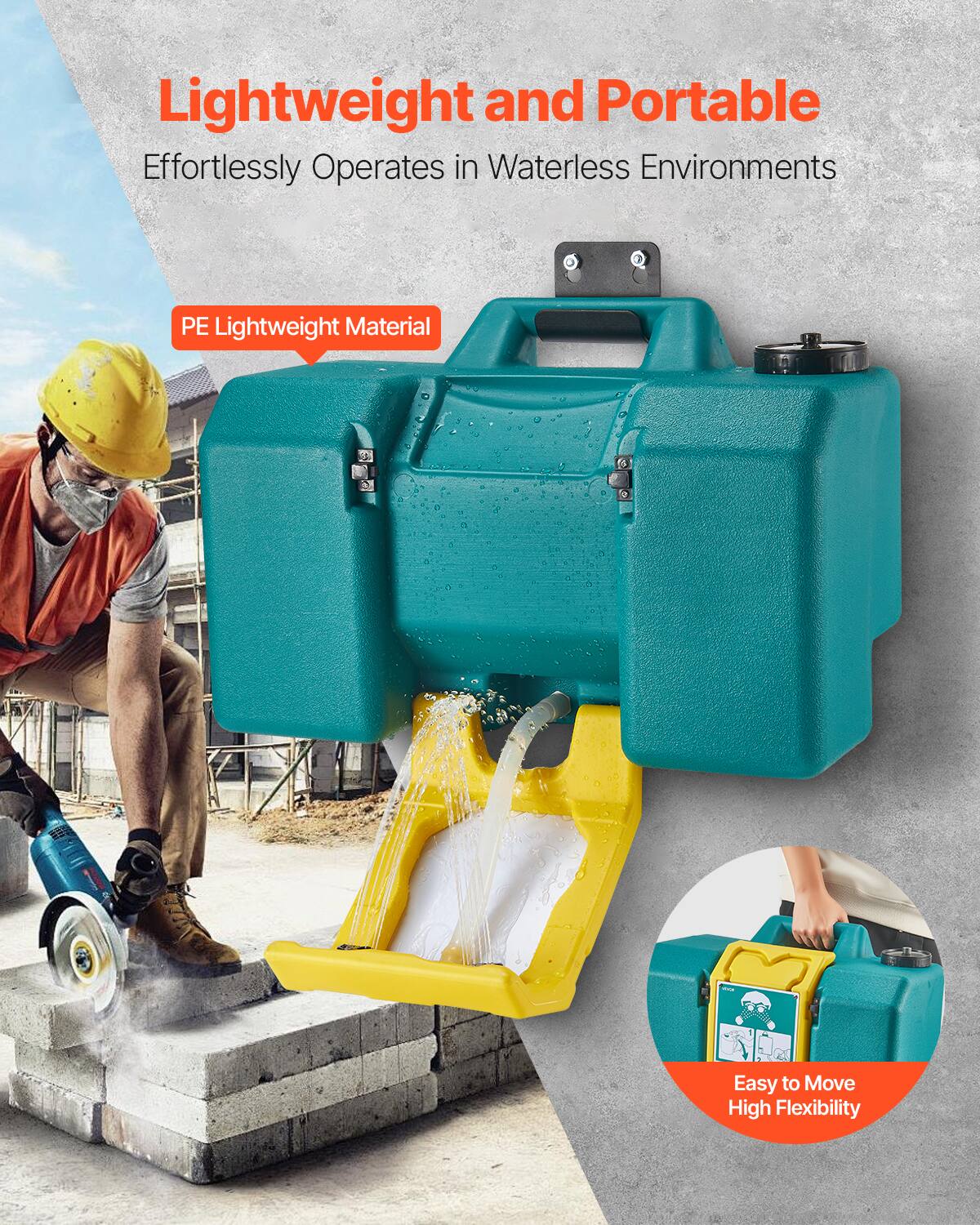 Lightweight and Portable  
Effortlessly Operates in Waterless Environments  
PE Lightweight Material  
Easy to Move  
High Flexibility