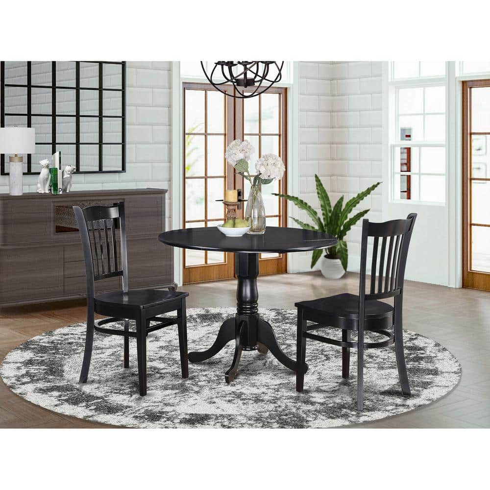 East West Furniture - 3 PC small Kitchen Table and Chairs set-round Kitchen Table and 2 dinette Chairs - Black price history on PriceWatchPro