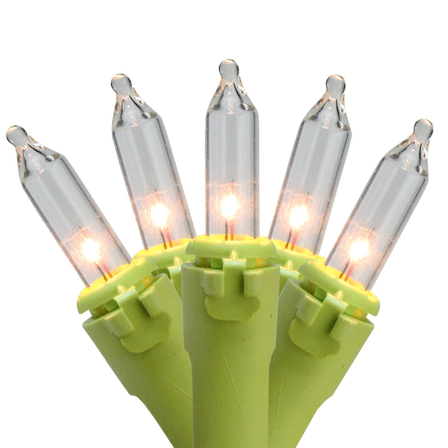 Alt View 1. Brite Star - Mini Christmas Light Set - Clear - 14ft Apple Green Wire - 50ct - Clear.