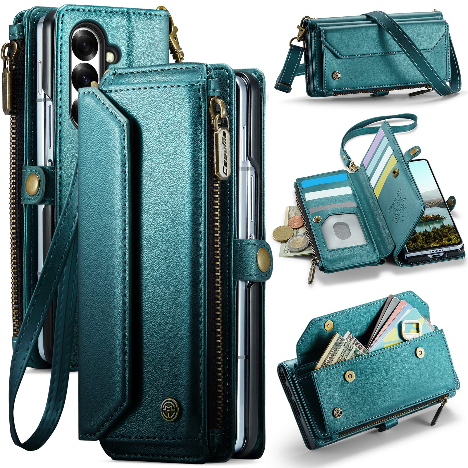 UUCOVER - Zipper Wallet Case for Samsung Galaxy Z Fold8 Ultra with RFID Blocking Card Slots Cash Pocket Shoulder and Wrist Strap - Green price history on PriceWatchPro