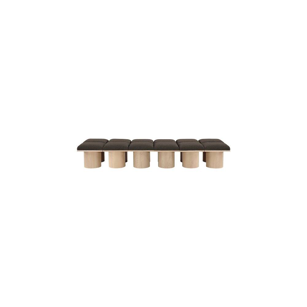 Alt View 1. Meridian Furniture - Pavilion Brown Boucle Fabric Bench - Brown.