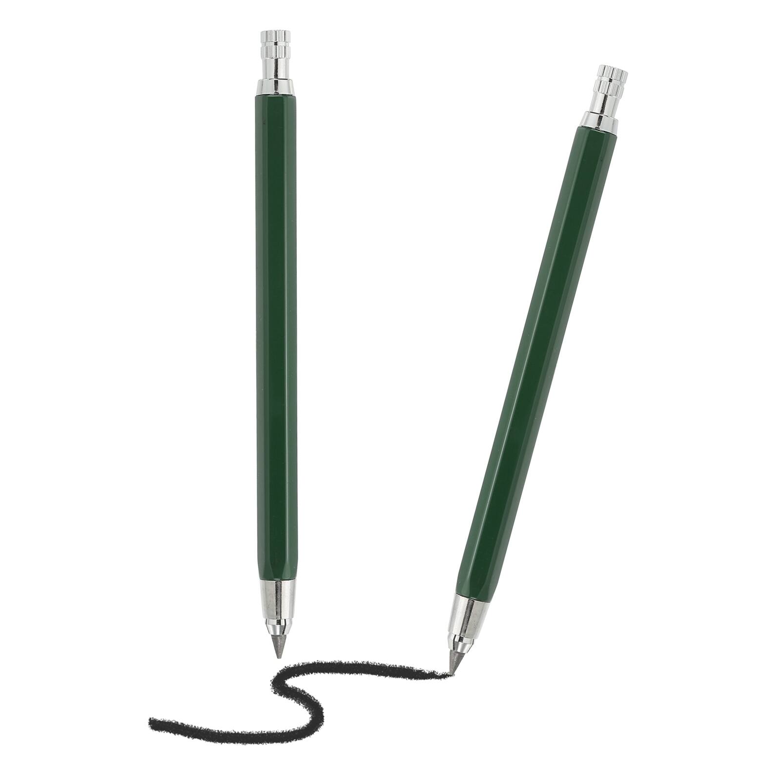 Front. Unique Bargains - 2pcs Mech Pencil 4.0mm, Lead Holder Large Plastic w/ Sharpener for Drawing, Sketching, Woodworking - Green.