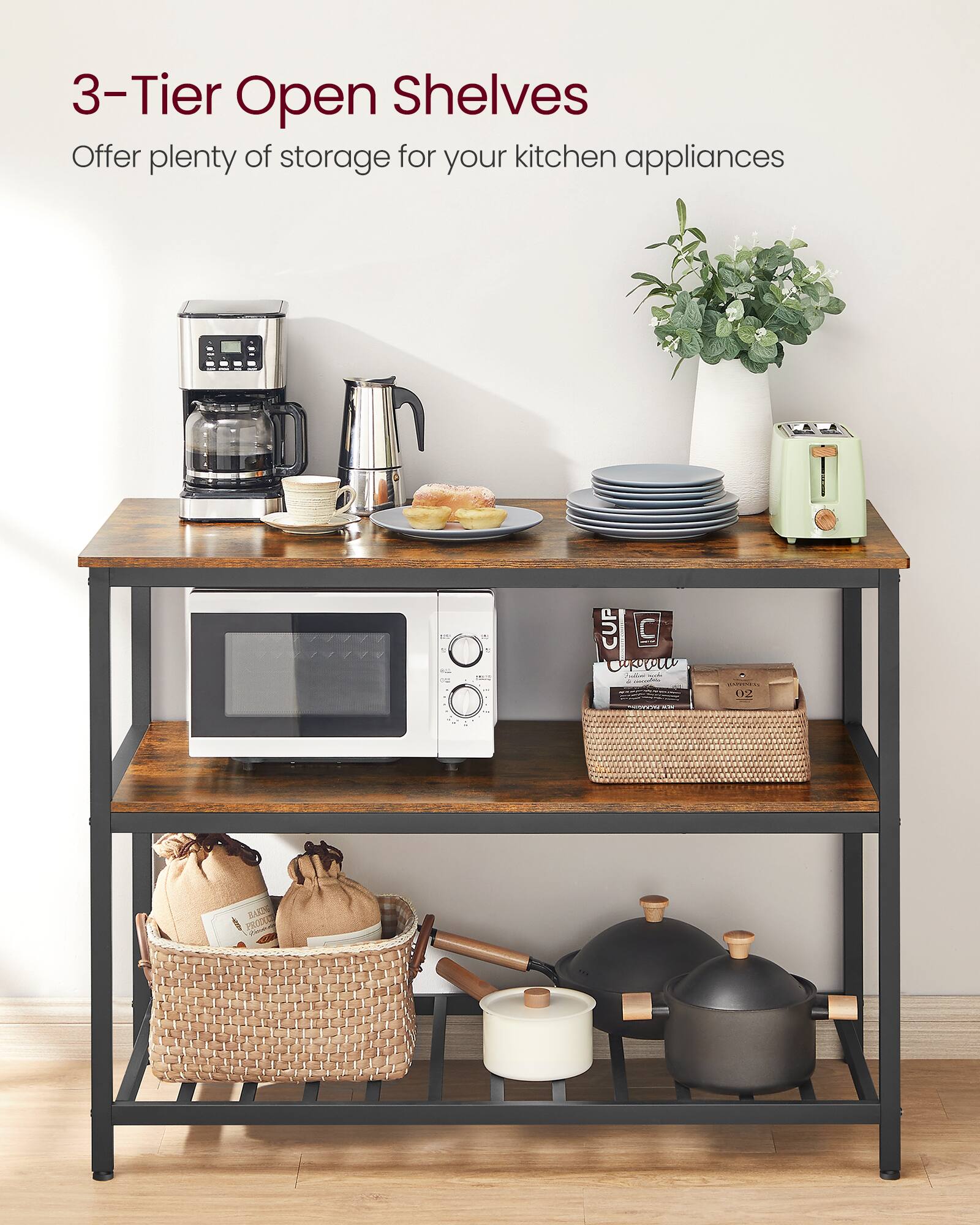 3-Tier Open Shelves Offer plenty of storage for your kitchen appliances