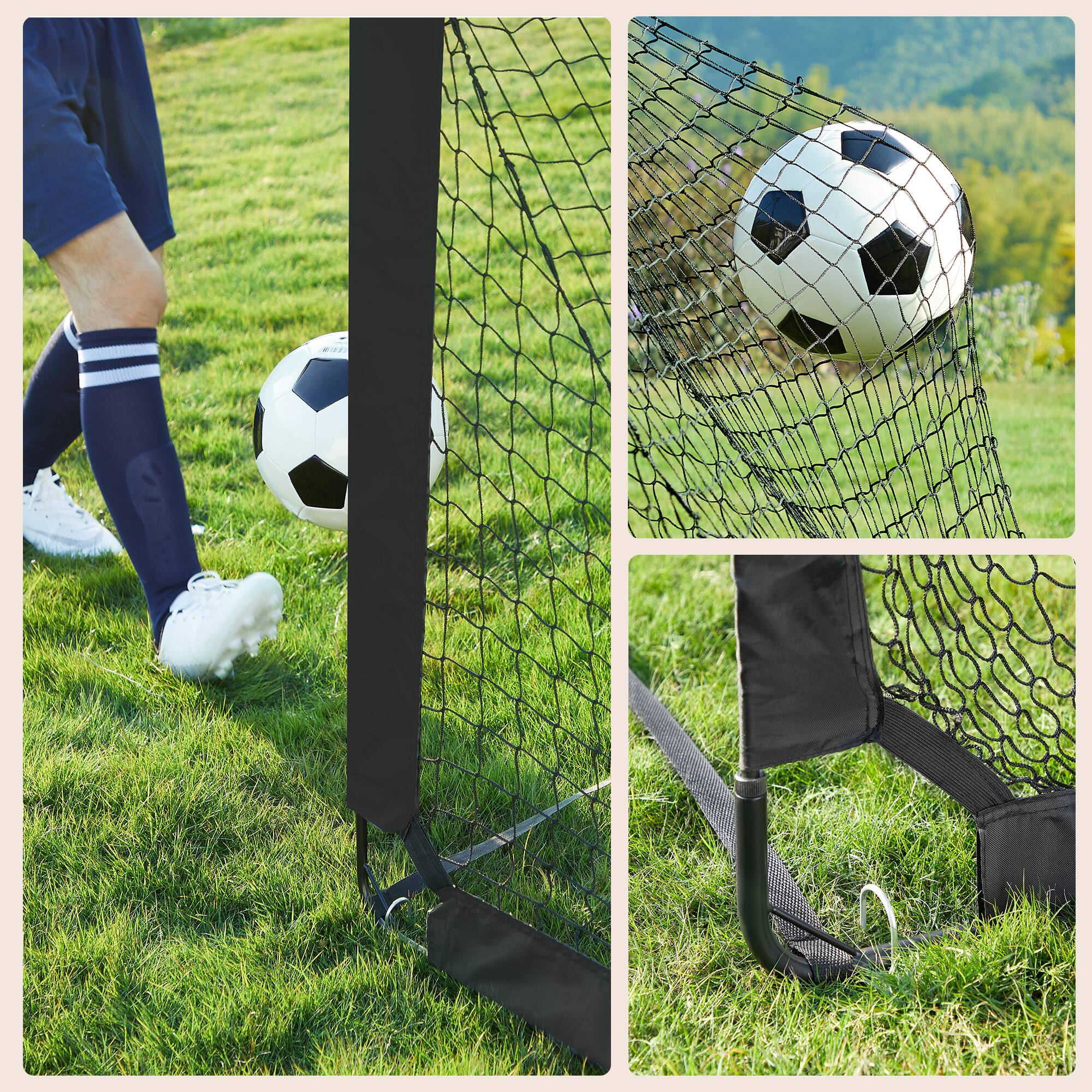 Alt View 4. Songmics Home - Portable Soccer Goal, 6x3 ft Folding Kids Soccer Net with Target and Training Cones, for Backyard, Park, Garden, Beach - Black.