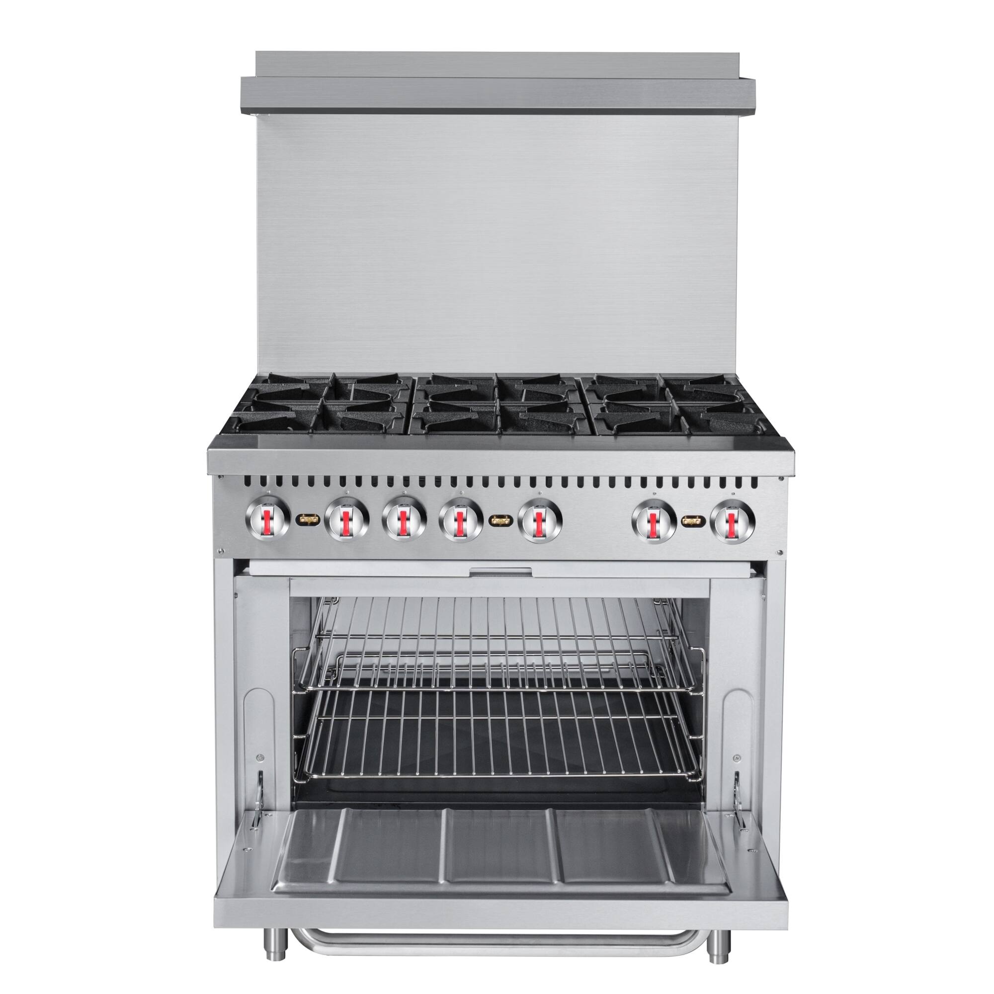 Alt View 3. Koolmore - 36 in. 6 Burner Commercial Liquid Propane Range in Stainless-Steel (KM-CR36-LP) - Stainless Steel.