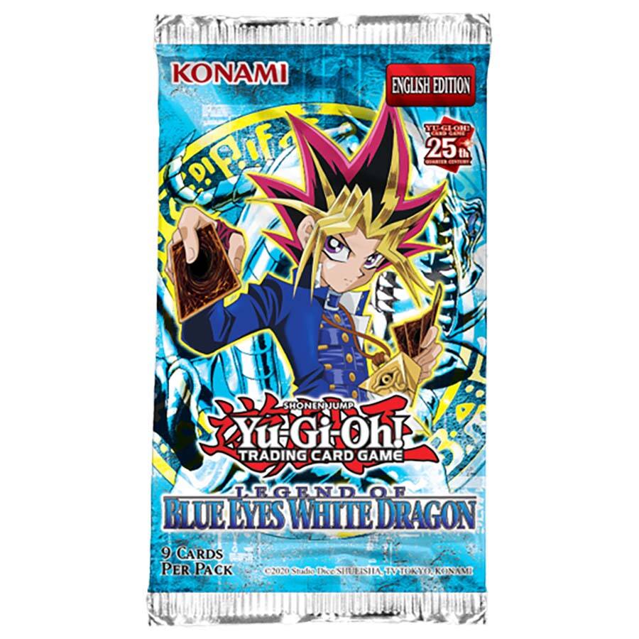 KONAMI  
ENGLISH EDITION  
YUGI-Oh! TRADING CARD GAME  
LEGEND OF BLUE EYES WHITE DRAGON  
9 CARDS PER PACK  
2020  
SHONENJUMP  
©2020 Studio Dice SHULISHA, IV TOKYO, KONAMI