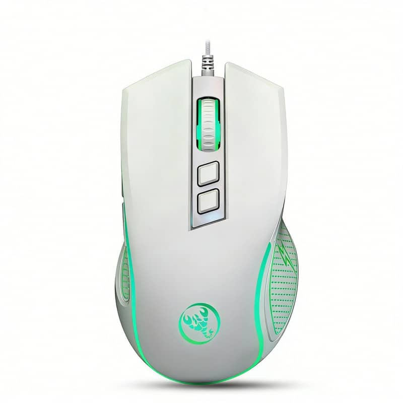 SKRAN - Wired Gaming Mouse, 7-Color LED Backlit, 3600 DPI Adjustable, Ergonomic Wired Mouse for PC/Laptop,for Gamers & Workers - Wired - White