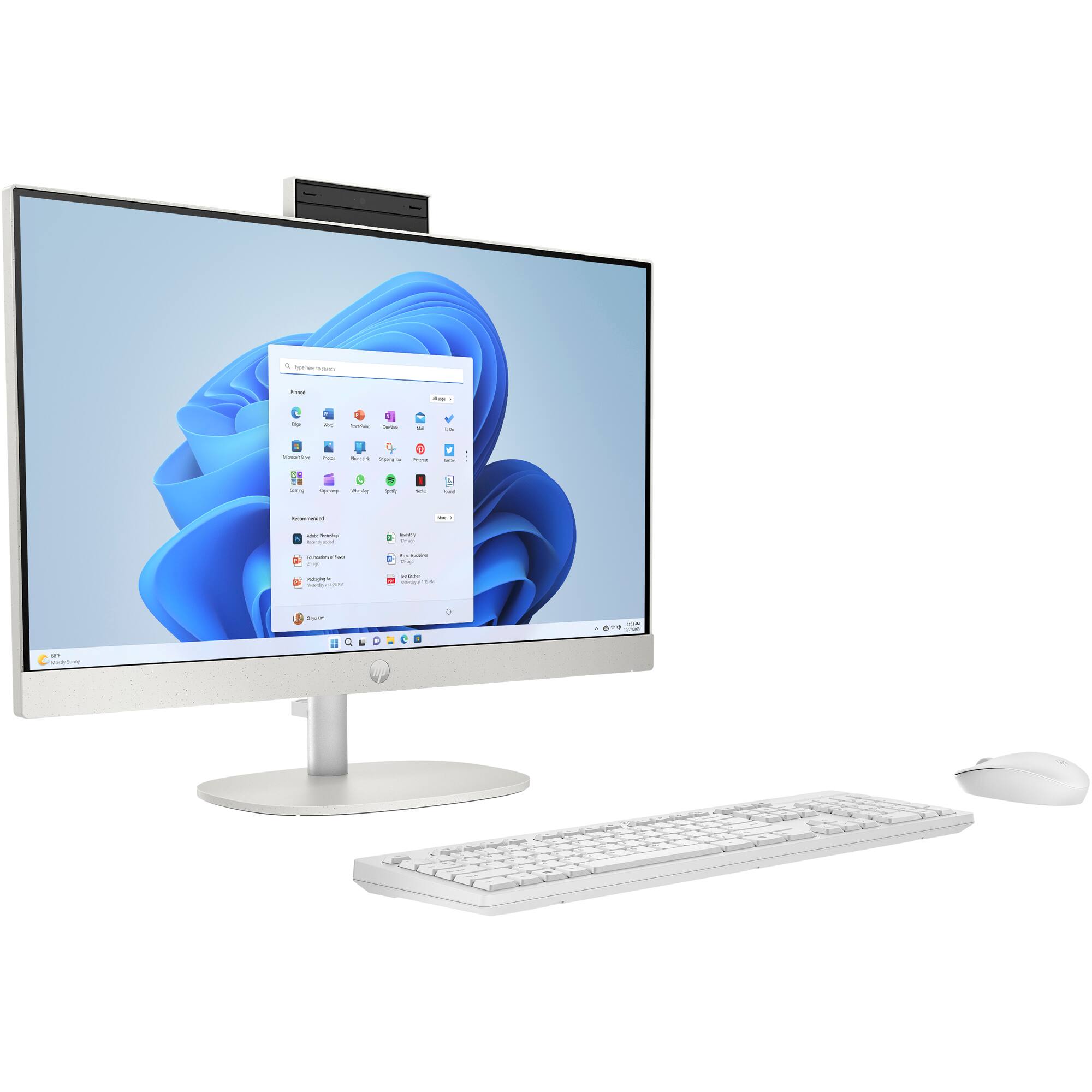 Left. HP - 23.8" Touch-Screen All-in-One - Intel Core Ultra 5 125U - 8GB Memory - 512GB SSD - Shell White.
