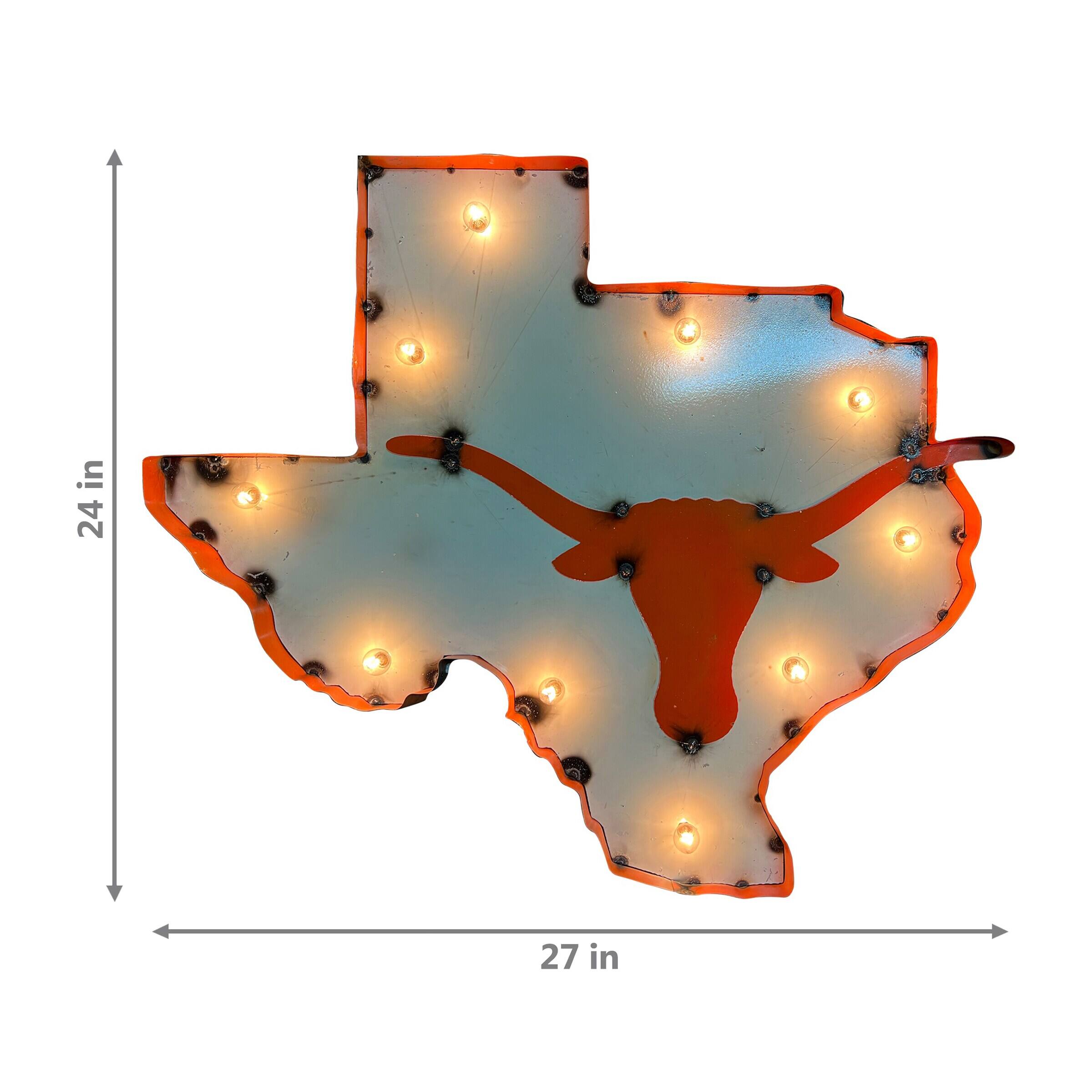 Alt View 1. Imperial - Texas Longhorns Logo Lighted Recycled Metal Sign - Multicolor.