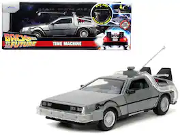 Jada - DeLorean Brushed Metal Time Machine with Lights "Back to the Future" (1985) Movie "Hollywood Rides" Series 1/24 - Gray