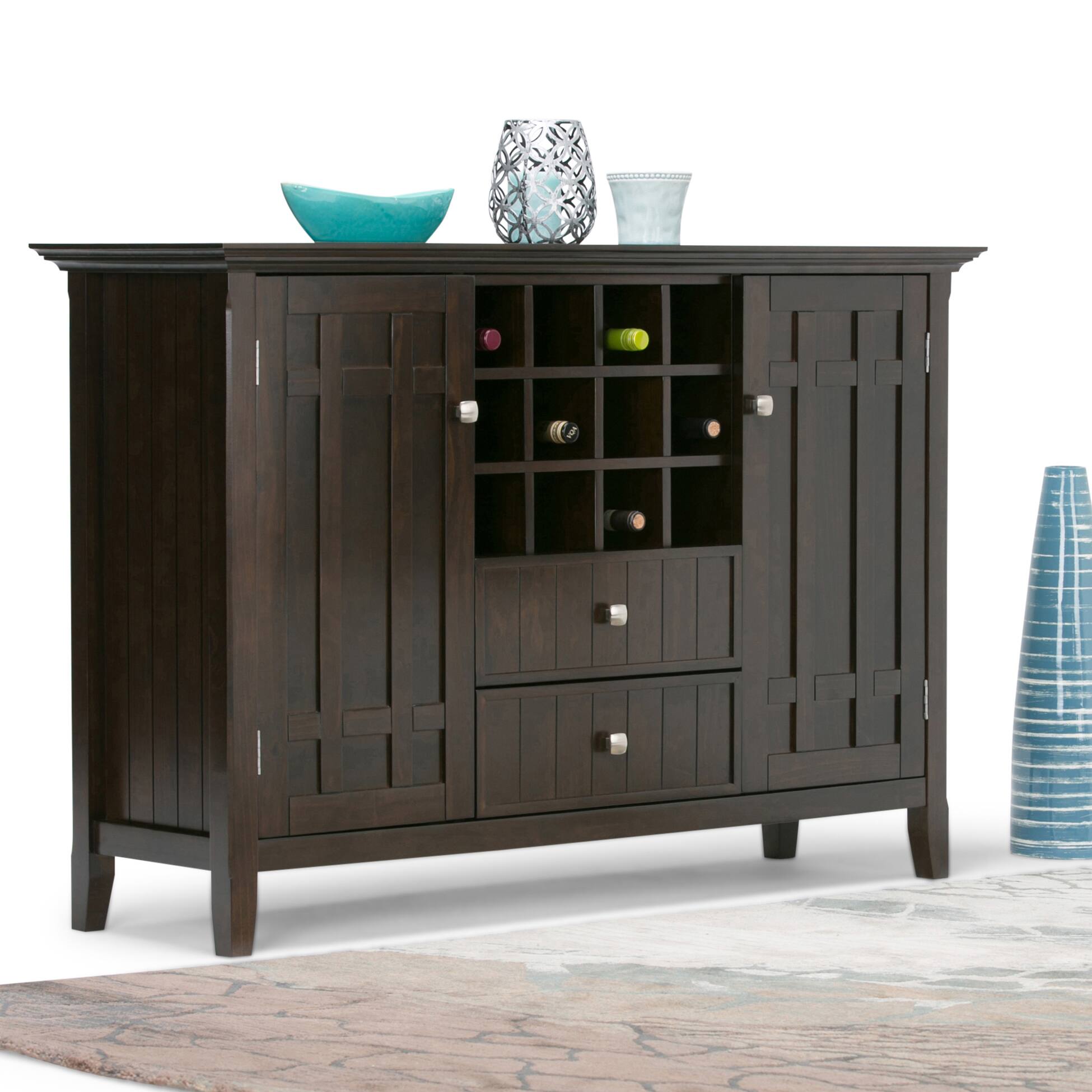 Left. TinyHomie - Bedford - Sideboard Buffet and Wine Rack - Dark Tobacco Brown.