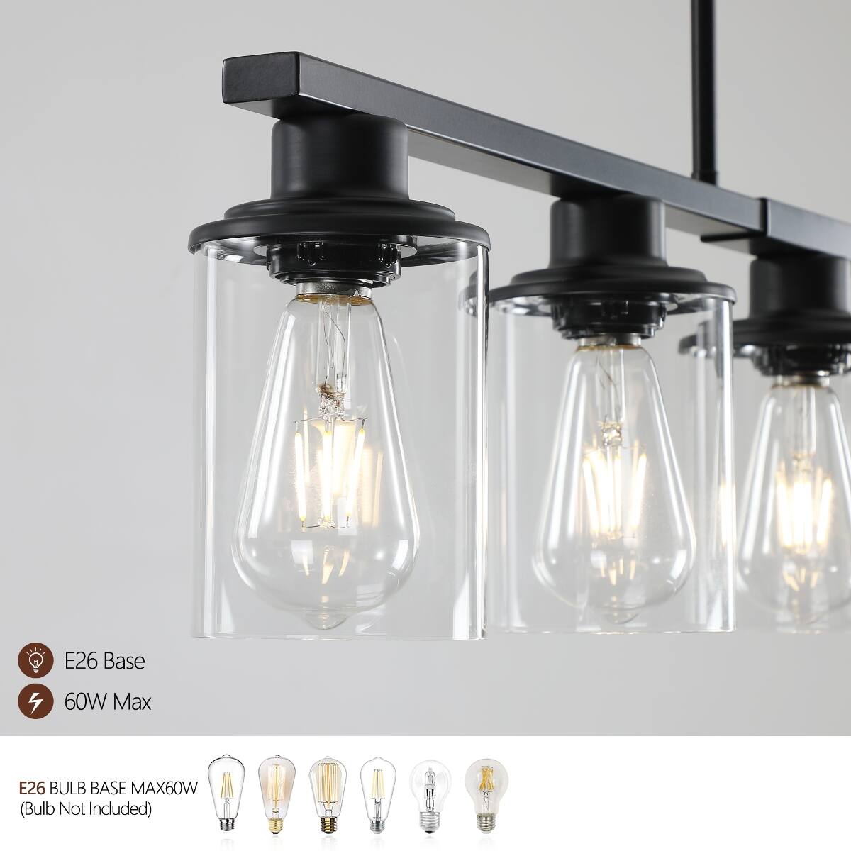 E26 Base  
60W Max  
E26 BULB BASE MAX60W (Bulb Not Included)